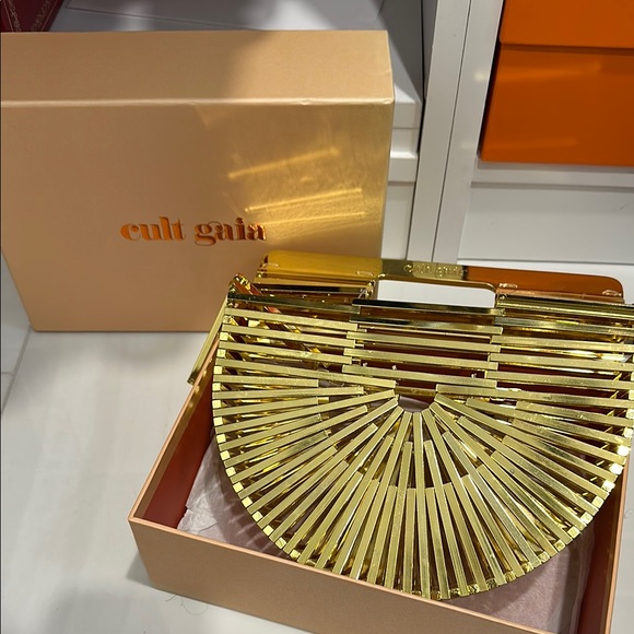 Cult Gaia Chic Gold Metallic Clutch - Picture 3 of 3